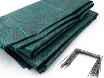 Kit : Toile de paillage 85gr/m² verte + agrafes